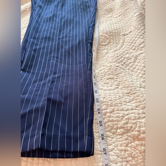 Chico's Blue + White Pinstrip Classic Straight-Leg Cut Trousers - Picture 15 of 15
